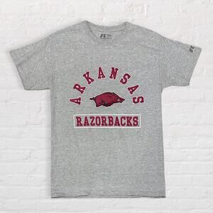 Russell Athletics University of Arkansas Razorbacks T Shirt Small Grey Hogs NCAA